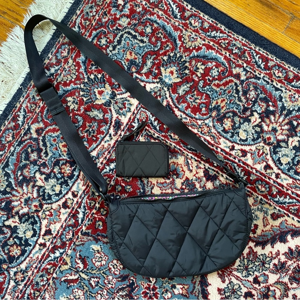 Vera Bradley Springbrook Sling Crossbody Bag AND Wallet in Moonless Night Black